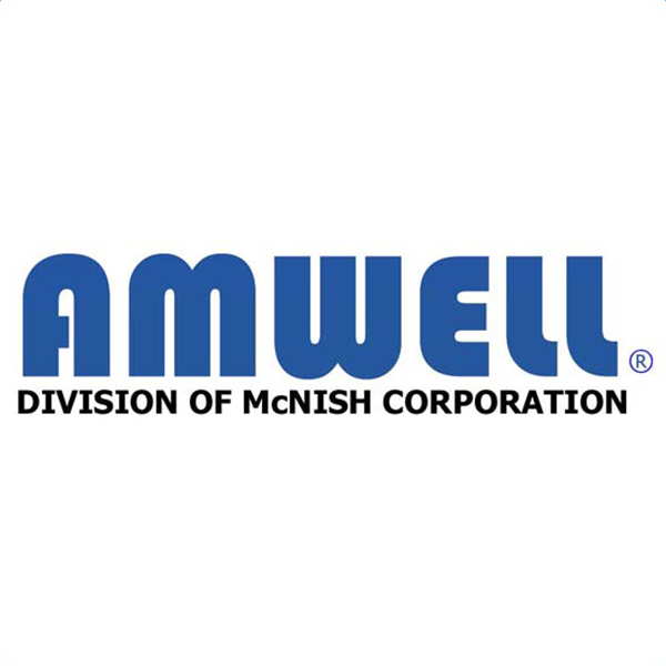 AMWELL logo in blue uppercase letters, with the text DIVISION OF McNISH CORPORATION below in smaller black capitals, on a white background.