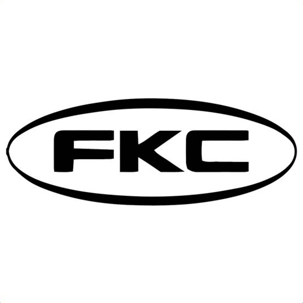 Black letters FKC in bold, uppercase font centered inside a black oval outline on a white background.