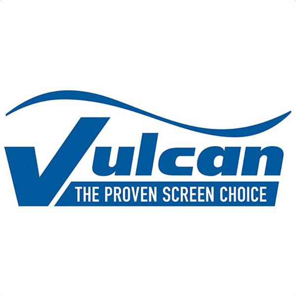 Blue Vulcan logo with a swoosh above the word. Below Vulcan is a blue rectangle with white text that reads THE PROVEN SCREEN CHOICE on a white background.