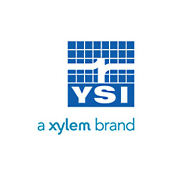 Blue YSI logo with a grid pattern above the letters YSI and the phrase a xylem brand written below in blue on a white background.